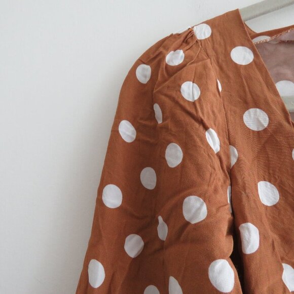 FOR LOVE & LEMONS Isabella Cropped Blouse in Mustard Polka Dot - Size XS - Picture 9 of 16